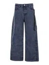 44 Label Group Grey Jeans With Tie Detail With Logo On The Front And Logo Patch On The Rear In Grey