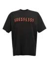 44 Label Group Black T-shirt With Print On The Front And Maxi Logo On The Back In Cotton Man In Black