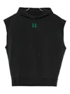 44 Label Group Sleeveless Black Hoodie With Front Kangaroo Pocket In Black