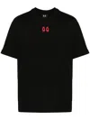 44 Label Group Black Crewneck T-shirt With Logo On The Front And Maxi Logo On The Rear In Cotton Man In Black