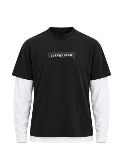 44 Label Group Layered-design Logo-print T-shirt In Black