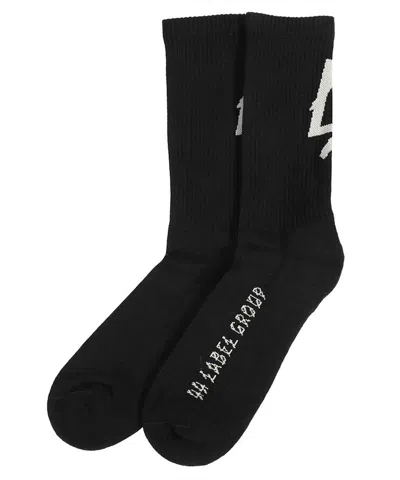 44 Label Group Logo Cotton Blend Socks In Black