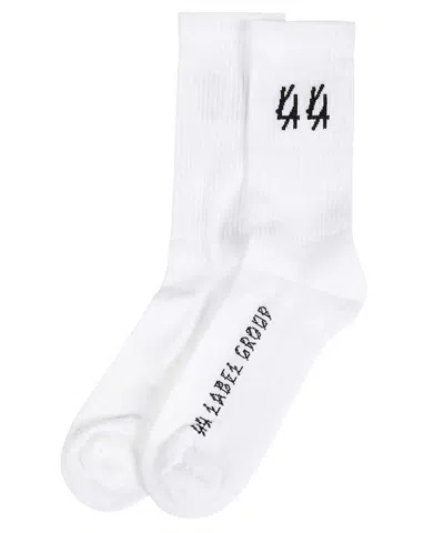 44 Label Group Logo Cotton Blend Socks In White