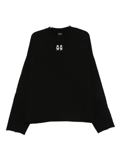 44 Label Group Logo-embroidered Frayed-edge Sweater In Black