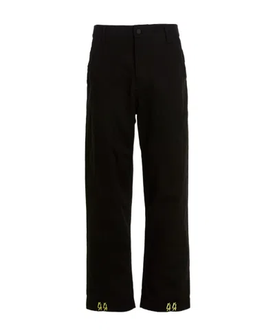 44 Label Group Logo-embroidered Straight-leg Trousers In Black