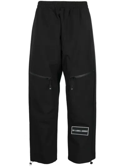 44 Label Group Logo-patch Straight-leg Trousers In Black