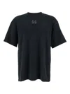 44 Label Group Black Crewneck T-shirt With Logo On The Front And Maxi Logo On The Rear In Cotton Man In Black