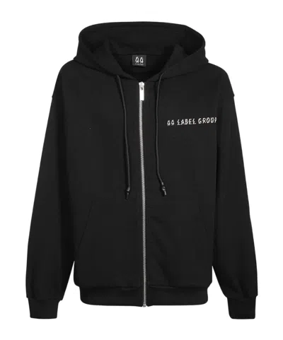 44 Label Group Logo-print Zipped Hoodie In Black