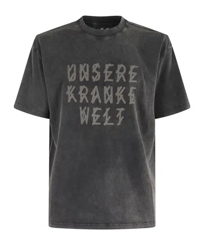 44 Label Group Logo Printed Crewneck T-shirt In Black