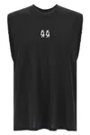 44 Label Group Black Sleeveless T-shirt With Logo On The Front And Maxi Logo On The Back In Cotton Man In Black