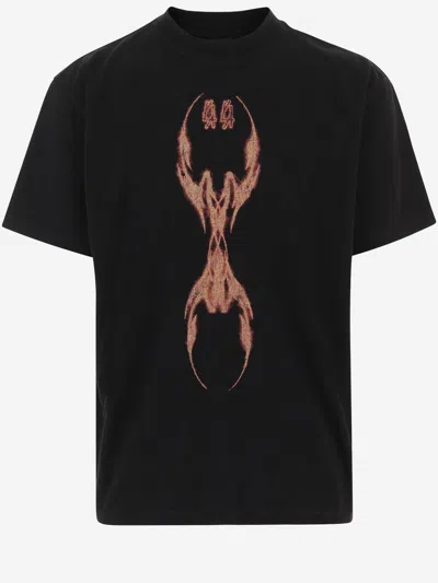 44 Label Group Logo-embroidered Cotton T-shirt In Black