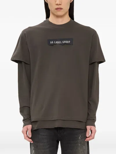 44 Label Group Logo-patch Layered-effect T-shirt In Grey