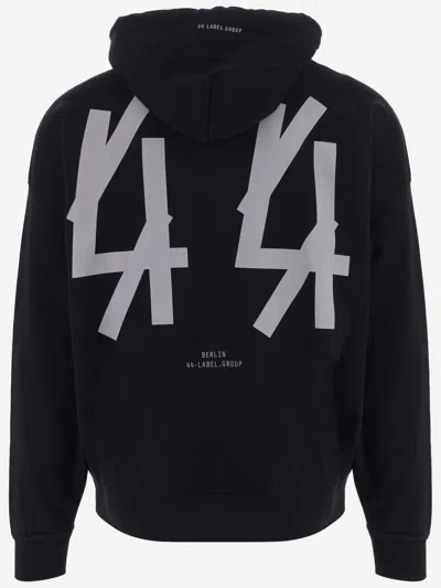 44 Label Group Logo-print Cotton Hoodie In Black