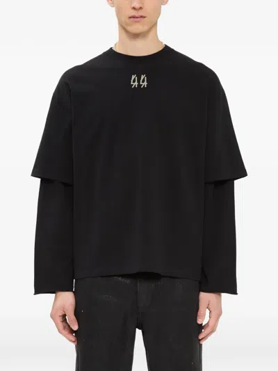 44 Label Group Logo-print Layered-sleeve T-shirt In Black