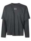 44 Label Group Long-sleeve Minimalist White Shirt With Fitted Silhouette In Gray