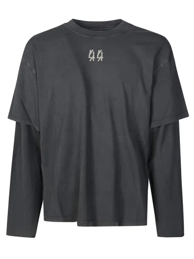 44 Label Group Long-sleeve Minimalist White Shirt With Fitted Silhouette In Gray