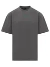 44 Label Group M  Gray T-shirt With Green Embroidered Logo In Gray