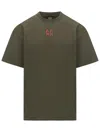 44 Label Group Green Crewneck T-shirt With Dropped Shoulders And Logo Print On Front And Rear In Cotton Man In Green