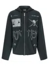 44 Label Group Commission Raw-cut Zip Hoodie In Black