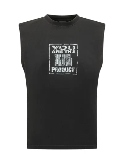 44 Label Group M Sleeveless Crpd Jer In Black