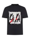 44 Label Group 'sticka' Black Crewneck T-shirt With Maxi Print On The Front And Logo Lettering On The Rear