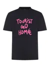 44 Label Group Tourist Black Crewneck T-shirt With Maxi Print On Front And Rear In Cotton Man