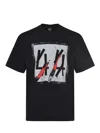 44 Label Group 'sticka' Black Crewneck T-shirt With Maxi Print On The Front And Logo Lettering On The Rear