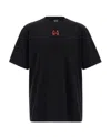 44 Label Group Black Crewneck T-shirt With Logo On The Front And Maxi Logo On The Rear In Cotton Man In Black