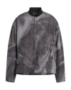44 Label Group Crinkle Graphic-print Bomber Jacket In Black
