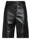44 Label Group Man Shorts & Bermuda Shorts Black Size 34 Recycled Leather, Polyurethane, Polyester In Black