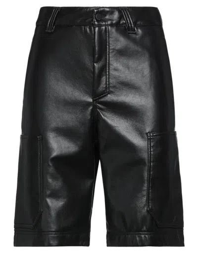 44 Label Group Man Shorts & Bermuda Shorts Black Size 34 Recycled Leather, Polyurethane, Polyester