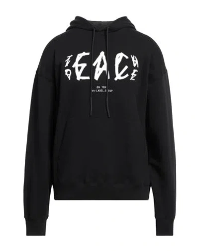 44 Label Group Peace-logo Cotton Hoodie In Black