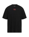 44 Label Group Black Crewneck T-shirt With Logo On The Front And Maxi Logo On The Rear In Cotton Man