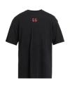 44 Label Group Black Crewneck T-shirt With Logo On The Front And Maxi Logo On The Rear In Cotton Man
