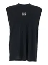 44 Label Group Black Sleeveless T-shirt With Logo On The Front And Maxi Logo On The Back In Cotton Man In Black