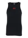 44 Label Group Black Crewneck Sleeveless Top With Embroidery On The Front In Cotton Man In Black