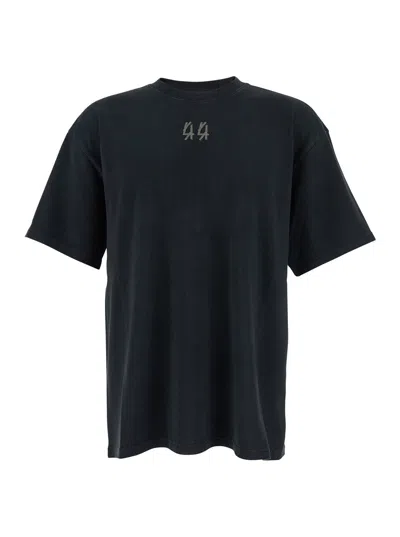 44 LABEL GROUP 44 LABEL GROUP MEN BLACK CREW NECK T-SHIRT WITH LOGO ON FRONT AND BACK IN COTTON MAN