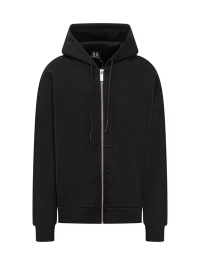 44 Label Group Mini Zip-up Hoodie T-shirt In Black-44 Solid Dirty White