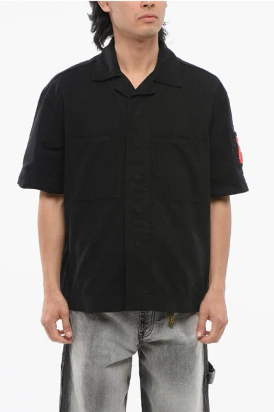 44 LABEL GROUP MULTIPOCKETED DENIM SHIRT WITH SNAP BUTTONS