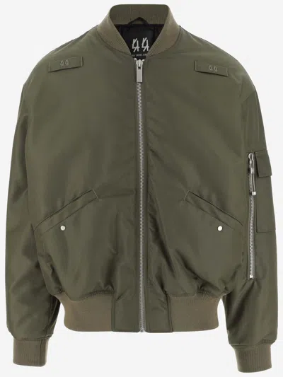 44 Label Group Nylon Bomber Jacket With Logo In Green