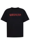 44 Label Group Black T-shirt With Print On The Front And Maxi Logo On The Back In Cotton Man In Black