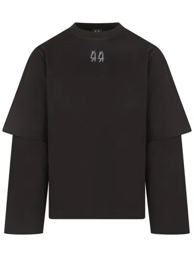 44 Label Group Over Double Long Sleeve Tee In Black