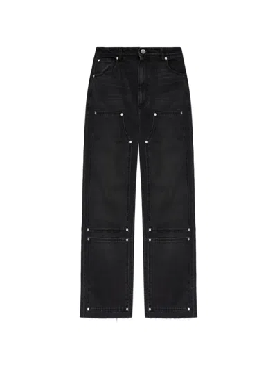 44 Label Group Panelled Riveted Trousers In Black