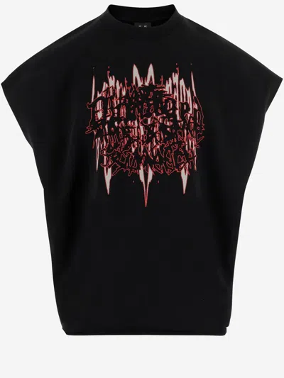 44 Label Group Printed Cotton Sleeveless T-shirt In Black