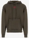 44 Label Group Logo-print Frayed-edge Hoodie In Green