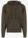 44 Label Group Logo-print Frayed-edge Hoodie In Green
