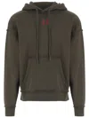 44 Label Group Logo-print Frayed-edge Hoodie In Green