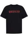 44 Label Group Black T-shirt With Print On The Front And Maxi Logo On The Back In Cotton Man In Black