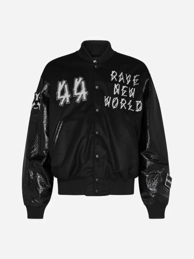 44 Label Group Grad Logo-patch Bomber Jacket In Black