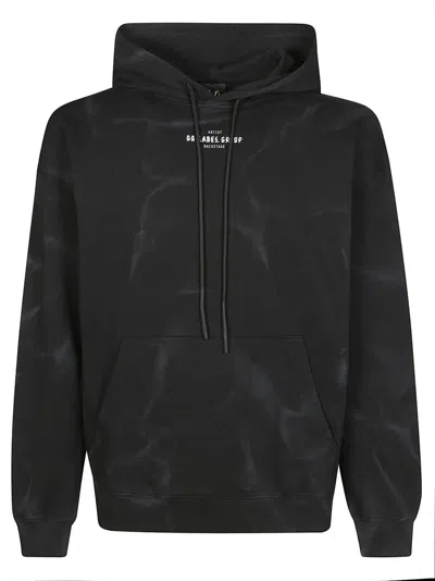 44 Label Group Relaxed Fit Tie-dye Hoodie With Graphic Design In Black